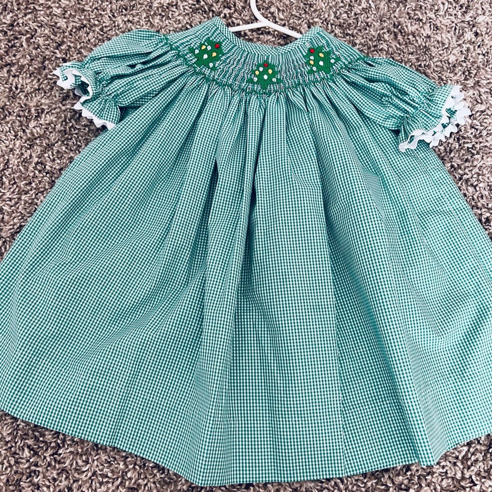 Stitchy Fish Christmas Tree Dress - 9 months
